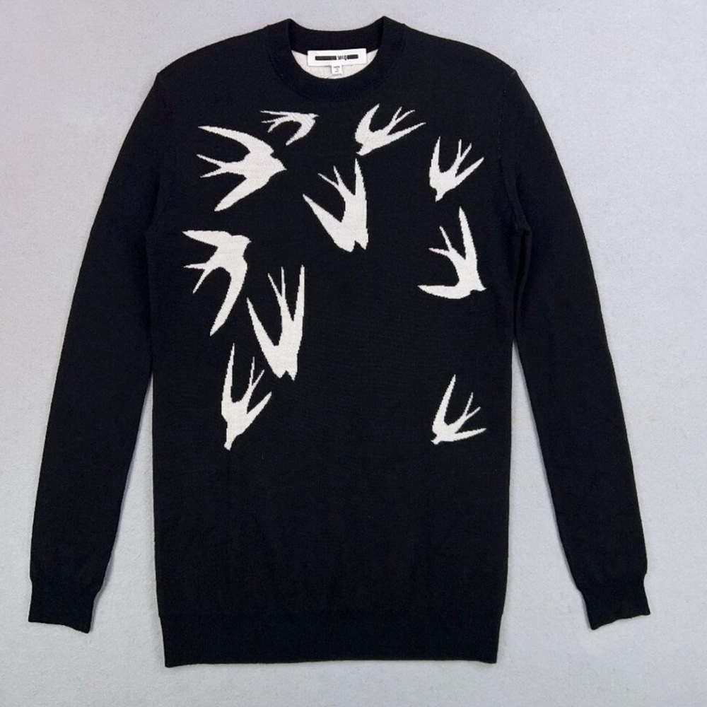 Alexander McQueen 🌹 100% wool swallow sweater pullover top xxs